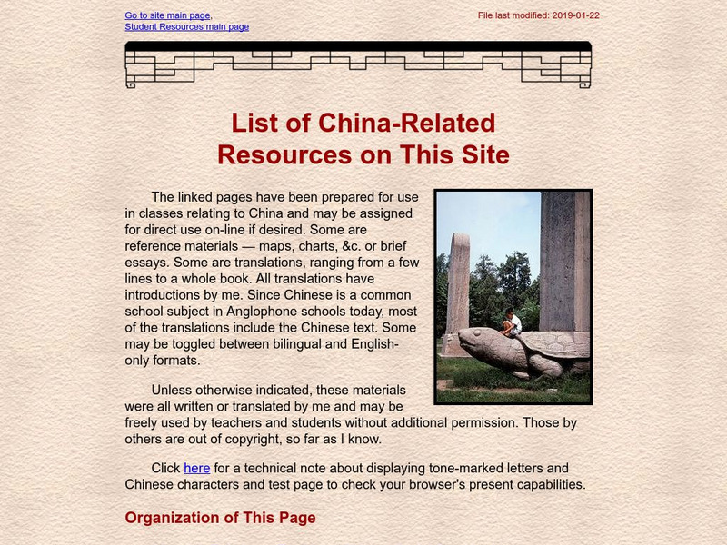 Uc San Diego: Anthropology: China Resources Page Handout Uc San Diego: Anthropology: China Resources Page Handout