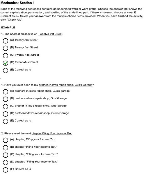 Holt, Rinehart and Winston: Sixth Course Mechanics Quiz 1 Unknown Type