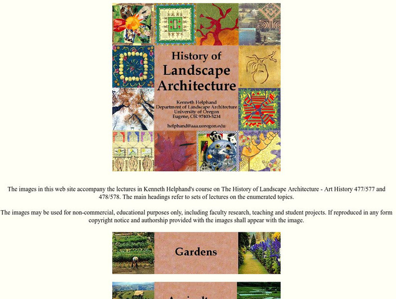 University of Oregon: History of Landscape Architecture Website University of Oregon: History of Landscape Architecture Website