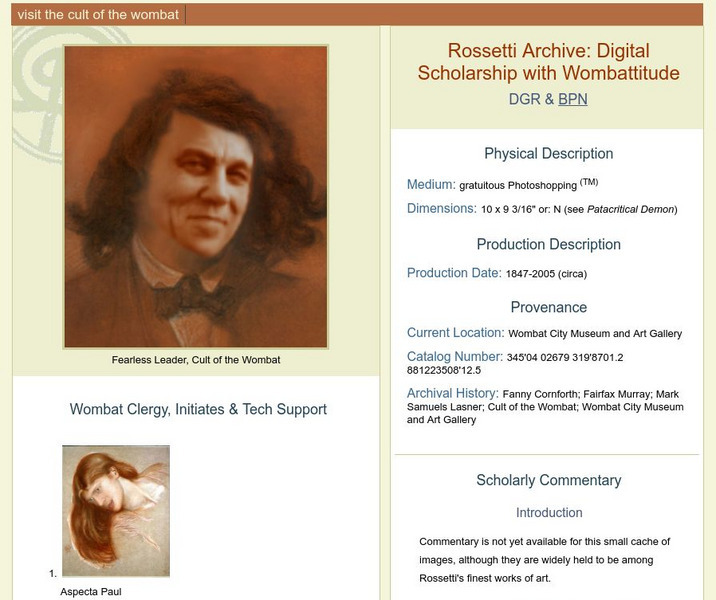 University of Virginia: Rossetti Archive: Digital Scholarship With Wombattitude Website University of Virginia: Rossetti Archive: Digital Scholarship With Wombattitude Website