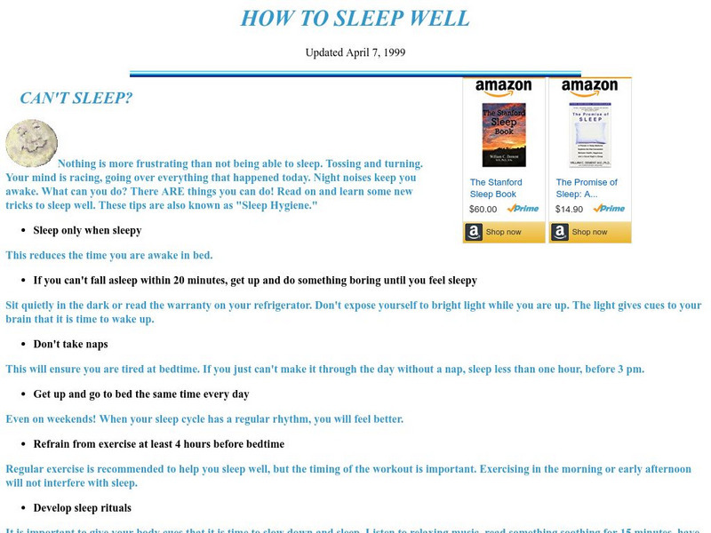 Stanford University: How to Sleep Well Article
