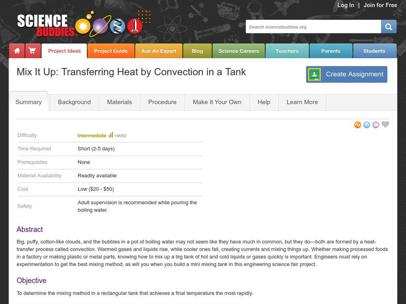Science Buddies: Project Ideas: Transferring Heat by Convection in a Tank Activity Science Buddies: Project Ideas: Transferring Heat by Convection in a Tank Activity