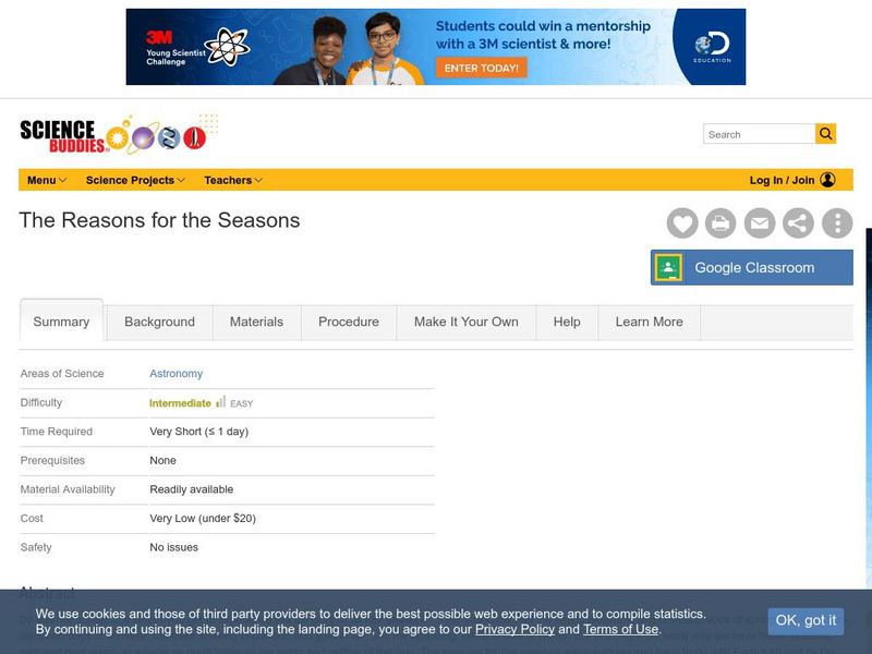 Science Buddies: Project Ideas: The Reasons for the Seasons Website Science Buddies: Project Ideas: The Reasons for the Seasons Website