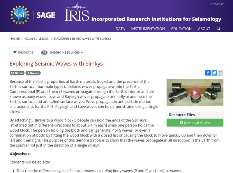 Iris: Exploring Seismic Waves With Slinkys Instructional Video Iris: Exploring Seismic Waves With Slinkys Instructional Video