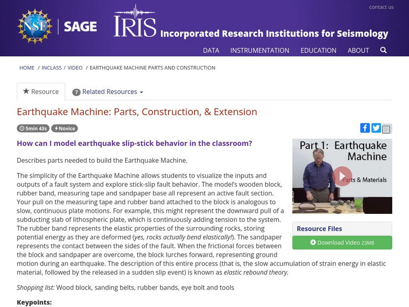 Iris: Earthquake Machine: Parts, Construction, & Extension Instructional Video