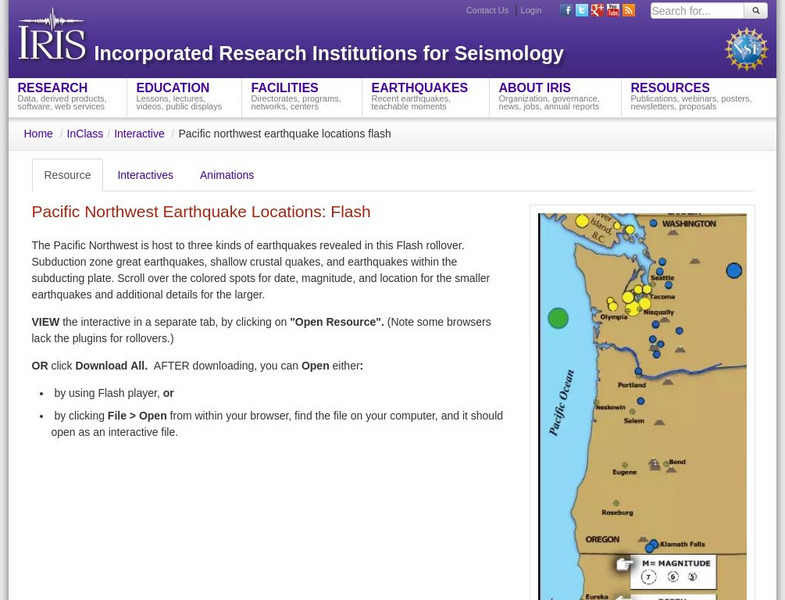 Iris: Pacific Northwest Earthquake Locations: Flash Interactive Iris: Pacific Northwest Earthquake Locations: Flash Interactive