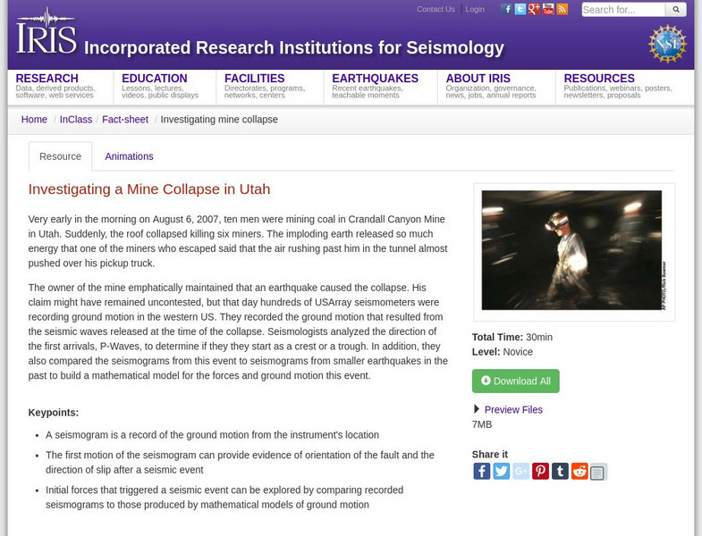 Iris: Investigating a Mine Collapse in Utah Unit Plan Iris: Investigating a Mine Collapse in Utah Unit Plan