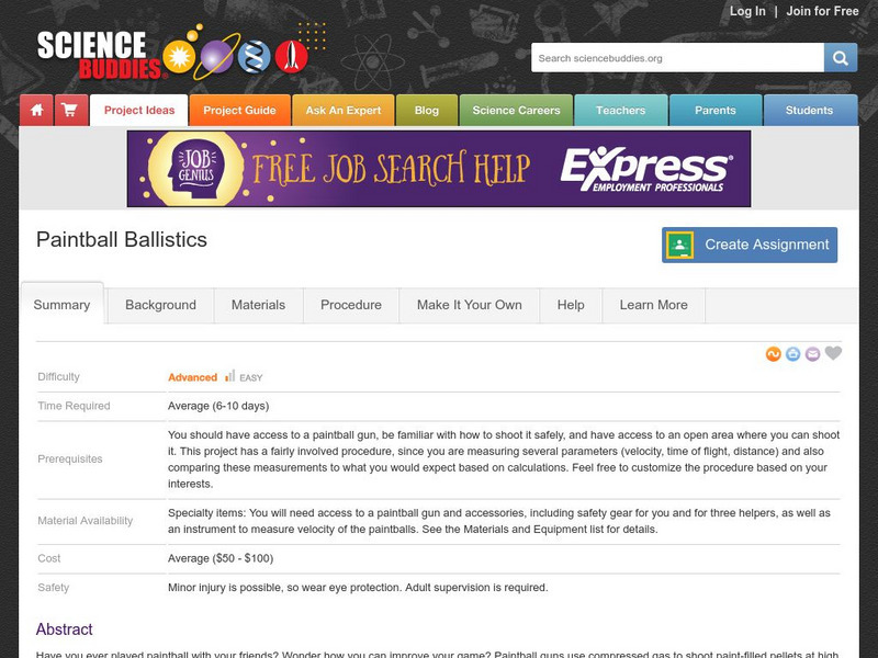 Science Buddies: Project Ideas: Paintball Ballistics Activity Science Buddies: Project Ideas: Paintball Ballistics Activity