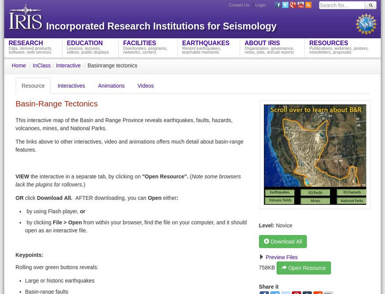 Iris: Basin Range Tectonics Interactive Iris: Basin Range Tectonics Interactive