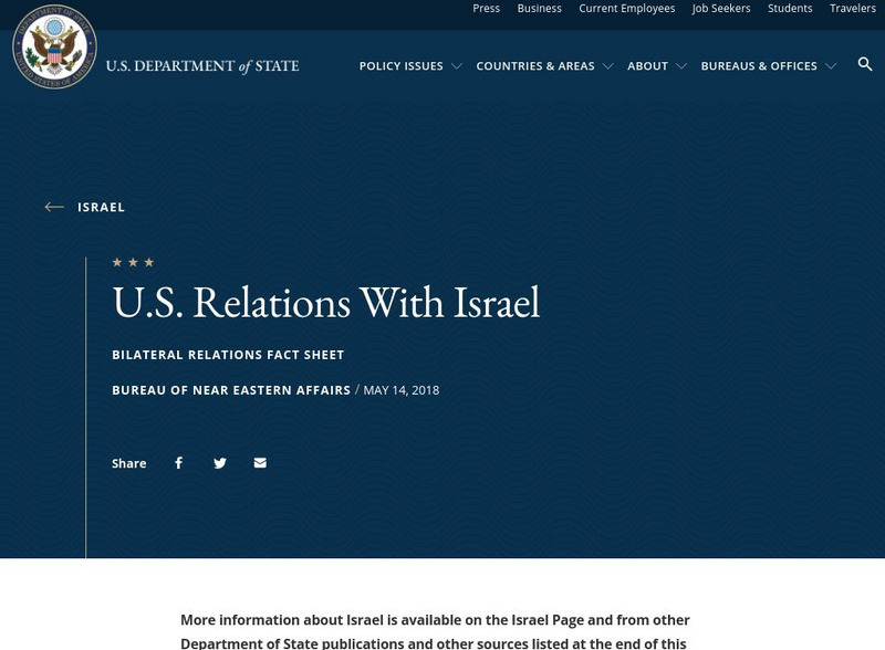 U.s. Dept. Of State: u.s. Relations With Israel Article U.s. Dept. Of State: u.s. Relations With Israel Article