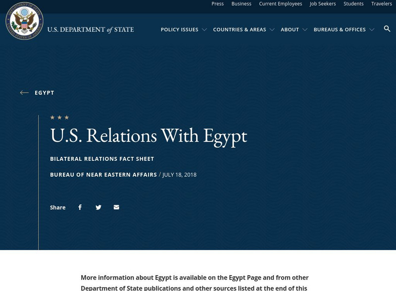 U.s. Dept. Of State: u.s. Relations With Egypt Article