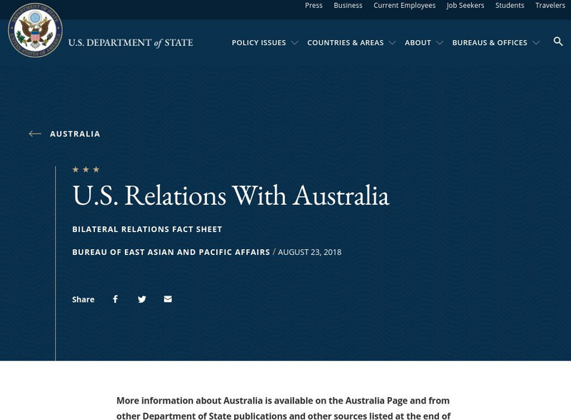 U.s. Dept. Of State: u.s. Relations With Australia Article U.s. Dept. Of State: u.s. Relations With Australia Article