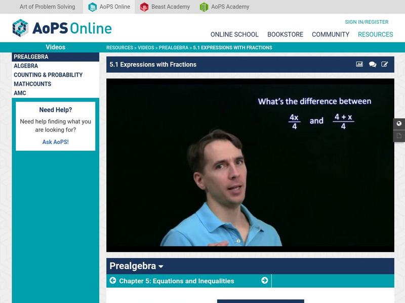 Art of Problem Solving: Expressions With Fractions Instructional Video Art of Problem Solving: Expressions With Fractions Instructional Video