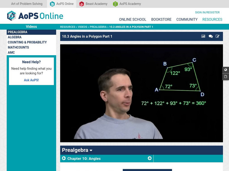 Art of Problem Solving: Angles in a Polygon Part 1 Instructional Video Art of Problem Solving: Angles in a Polygon Part 1 Instructional Video