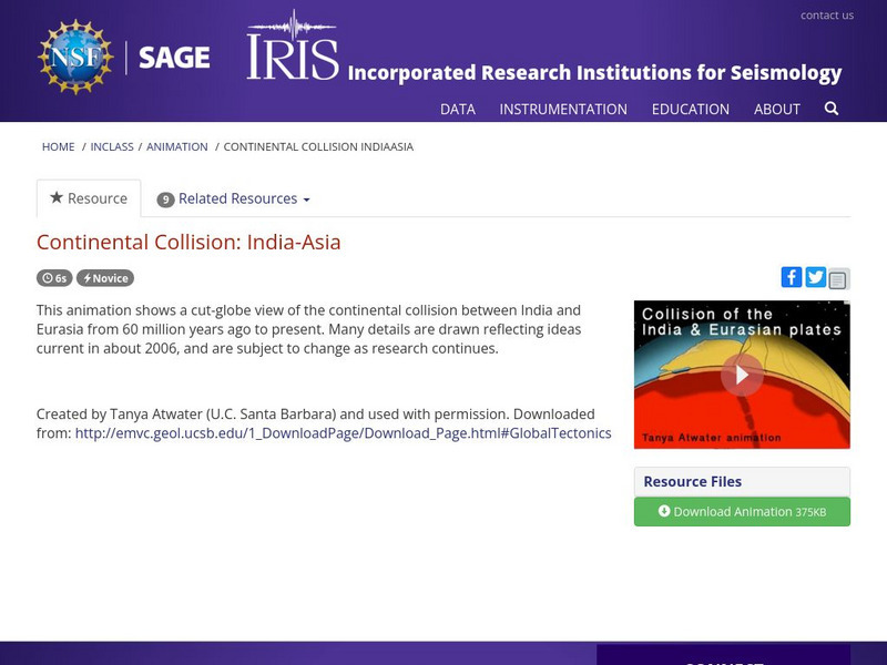 Iris: Continental Collision: India Asia Instructional Video