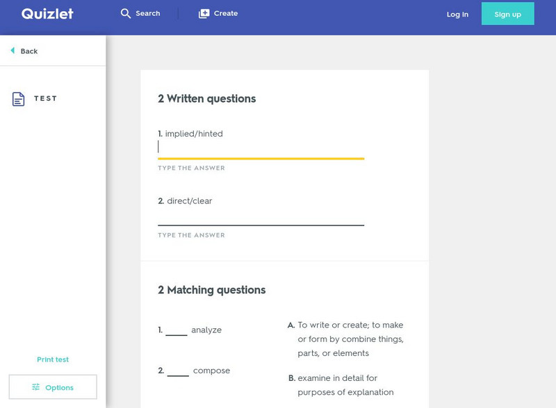 Quizlet: 6th Grade Vocabulary Test Unknown Type Quizlet: 6th Grade Vocabulary Test Unknown Type