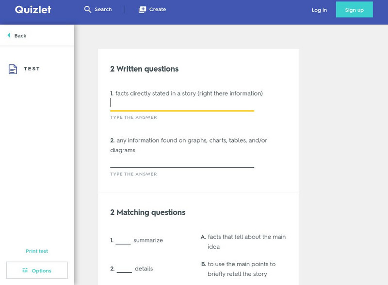 Quizlet: 3rd Grade: Unit 3 Reading: Main Idea: Test Unknown Type Quizlet: 3rd Grade: Unit 3 Reading: Main Idea: Test Unknown Type