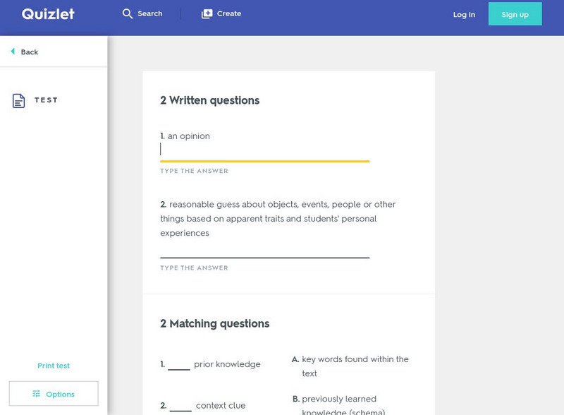 Quizlet: 4th Grade Unit 2 Reading: Inference: Test Unknown Type Quizlet: 4th Grade Unit 2 Reading: Inference: Test Unknown Type
