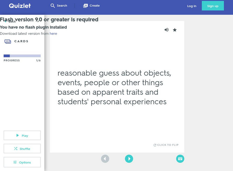 Quizlet: 4th Grade: Unit 2 Reading: Inference: Flashcards Activity