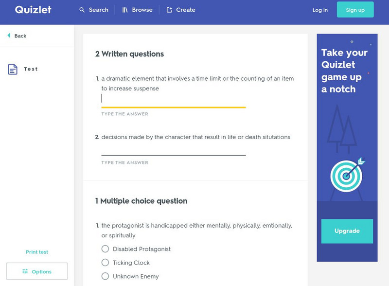 Quizlet: Elements of Suspense Test Unknown Type