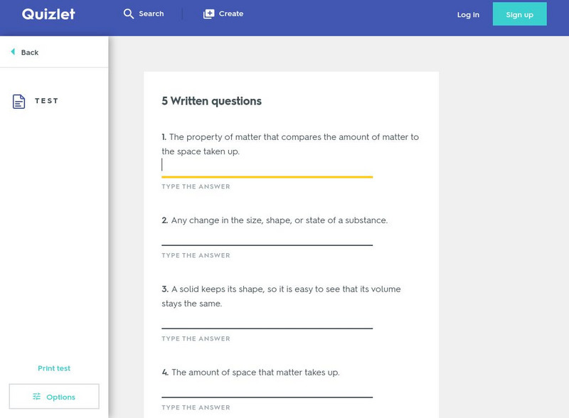 Quizlet: 6th Grade Science Vocabulary: Solids, Liquids, and Gases: Test Unknown Type Quizlet: 6th Grade Science Vocabulary: Solids, Liquids, and Gases: Test Unknown Type