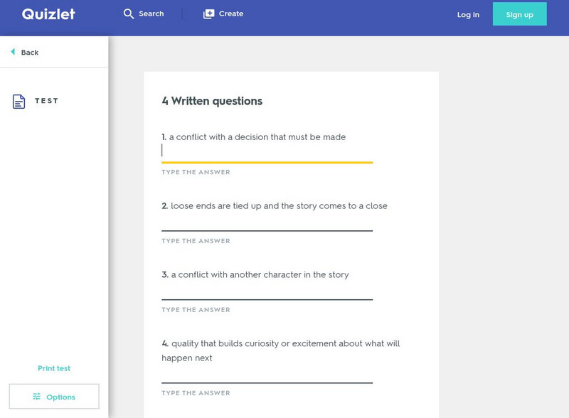 Quizlet: 8th Grade Literature: Unit 1: Plot and Conflict: Test Unknown Type Quizlet: 8th Grade Literature: Unit 1: Plot and Conflict: Test Unknown Type