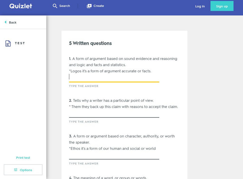 Quizlet: Claim & Support: Test Unknown Type Quizlet: Claim & Support: Test Unknown Type