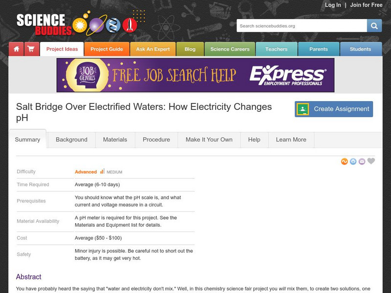 Science Buddies: Project Ideas: Salt Bridge: Electricity Changes P H Activity