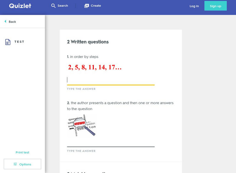 Quizlet: Text Structure: Test Unknown Type Quizlet: Text Structure: Test Unknown Type