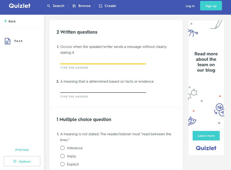Quizlet: Explicit, Implicit, Imply, Infer, Inferences Test Unknown Type Quizlet: Explicit, Implicit, Imply, Infer, Inferences Test Unknown Type