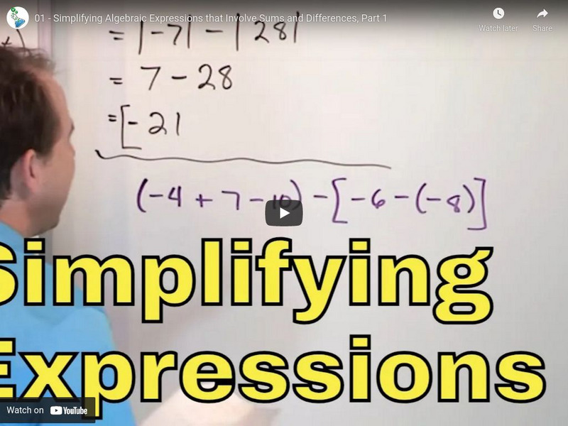 Math Tutor Dvd: Simplifying Algebraic Expressions That Involve Sums and Difference Instructional Video Math Tutor Dvd: Simplifying Algebraic Expressions That Involve Sums and Difference Instructional Video