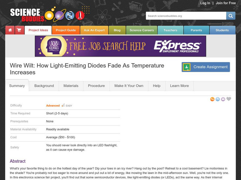 Science Buddies: Wire Wilt: Light Emitting Diodes Fade as Temperature Increases Activity Science Buddies: Wire Wilt: Light Emitting Diodes Fade as Temperature Increases Activity