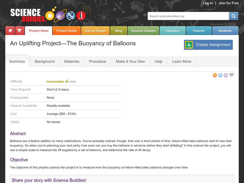 Science Buddies: An Uplifting Project: The Buoyancy of Balloons Activity Science Buddies: An Uplifting Project: The Buoyancy of Balloons Activity