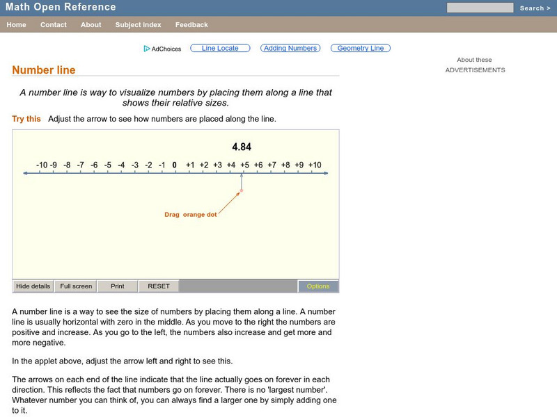 Math Open Reference: Number Line Handout Math Open Reference: Number Line Handout