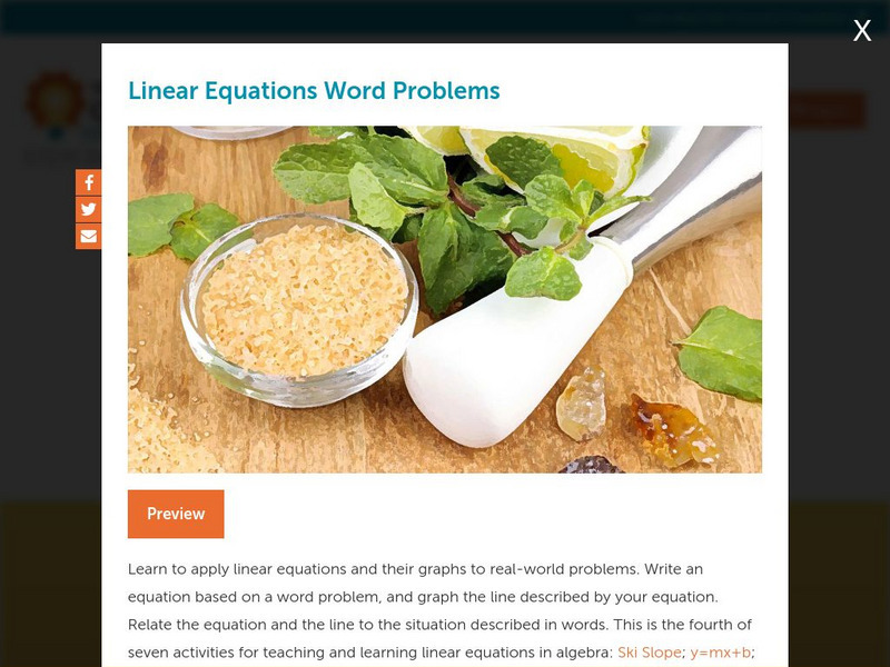 Concord Consortium: Linear Equations Word Problems Unit Plan Concord Consortium: Linear Equations Word Problems Unit Plan