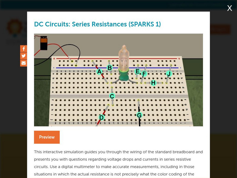 Concord Consortium: Dc Circuits: Series Resistances (Sparks 1) Interactive Concord Consortium: Dc Circuits: Series Resistances (Sparks 1) Interactive