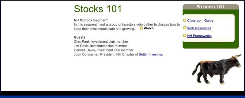 Nh Pbs: Outlook on Money: Stocks 101 Unit Plan Nh Pbs: Outlook on Money: Stocks 101 Unit Plan