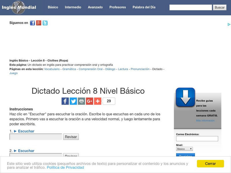 Ingles Mundial: Clothes Dictation (La Ropa Dictado) Activity Ingles Mundial: Clothes Dictation (La Ropa Dictado) Activity