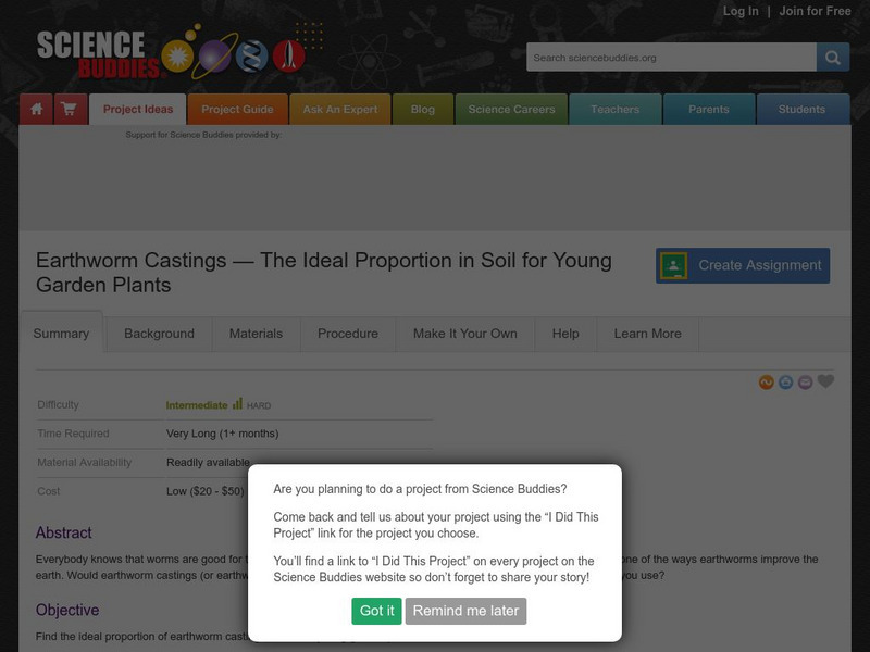 Science Buddies: Earthworm Castings: Soil for Young Garden Plants Activity Science Buddies: Earthworm Castings: Soil for Young Garden Plants Activity