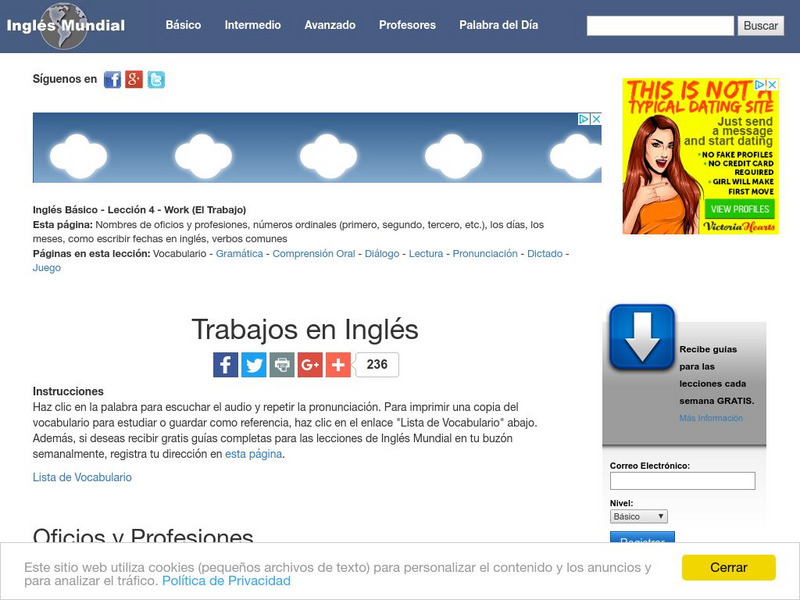 Ingles Mundial: Work (El Trabajo) Unit Plan Ingles Mundial: Work (El Trabajo) Unit Plan