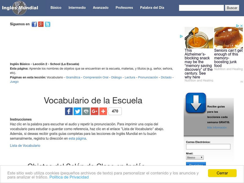 Ingles Mundial: School Vocabulary Unit Plan Ingles Mundial: School Vocabulary Unit Plan
