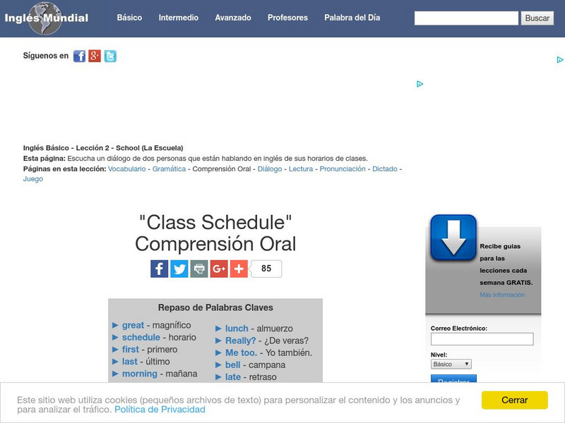 Ingles Mundial: Listen to a Chat About Class Schedules Activity Ingles Mundial: Listen to a Chat About Class Schedules Activity