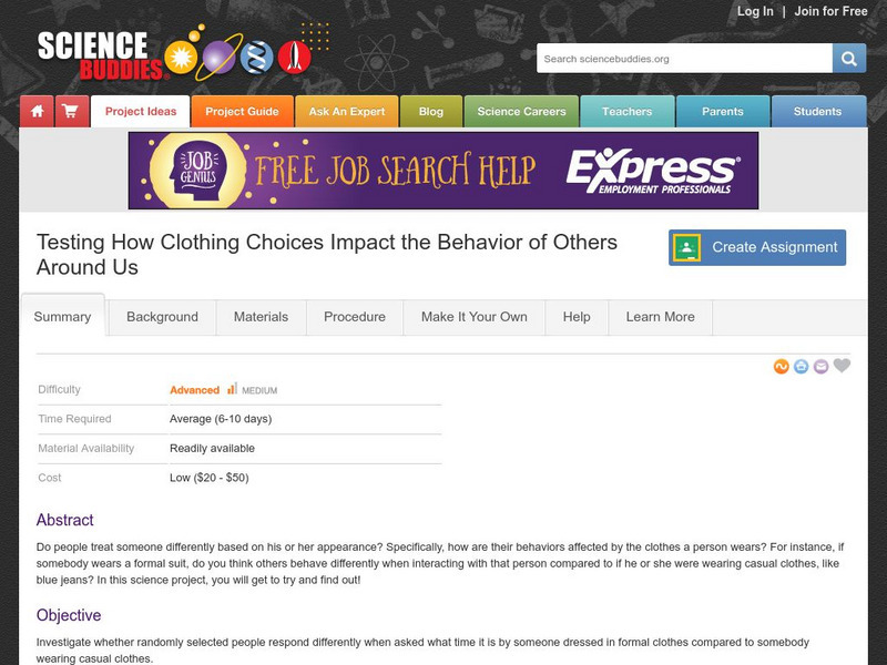 Science Buddies: Testing How Fashion Impacts the Behavior of Others Around Us Activity Science Buddies: Testing How Fashion Impacts the Behavior of Others Around Us Activity