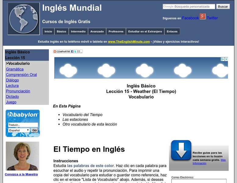 Ingles Mundial: Weather: Vocabulary (El Tiempo) Unit Plan Ingles Mundial: Weather: Vocabulary (El Tiempo) Unit Plan