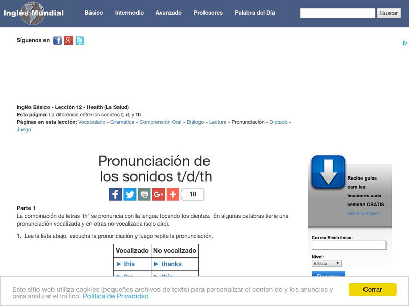 Ingles Mundial: Health (La Salud): Pronunciation/sonidos Unit Plan Ingles Mundial: Health (La Salud): Pronunciation/sonidos Unit Plan