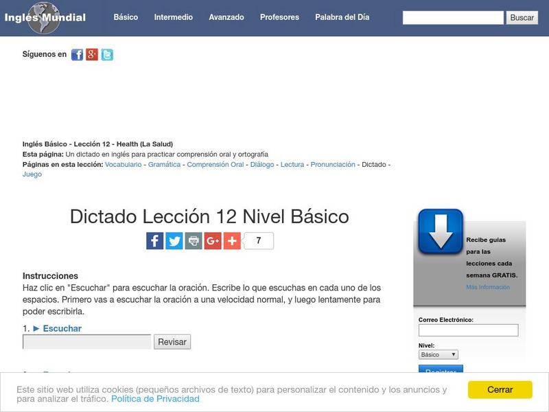Ingles Mundial: Health Dictation (La Salud Dictado) Activity Ingles Mundial: Health Dictation (La Salud Dictado) Activity