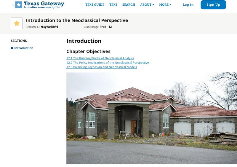 Texas Gateway: Chapter 12: Introduction to the Neoclassical Perspective eBook Texas Gateway: Chapter 12: Introduction to the Neoclassical Perspective eBook