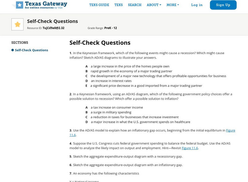Texas Gateway: Chapter 11: The Keynesian Perspective: Self Check Questions Unknown Type Texas Gateway: Chapter 11: The Keynesian Perspective: Self Check Questions Unknown Type