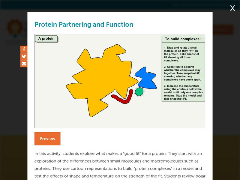 Concord Consortium: Protein Partnering and Function Unit Plan Concord Consortium: Protein Partnering and Function Unit Plan