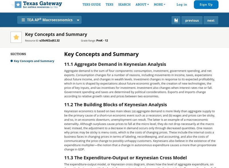 Texas Gateway: Chapter 11: The Keynesian Perspective: Key Concepts and Summary eBook Texas Gateway: Chapter 11: The Keynesian Perspective: Key Concepts and Summary eBook